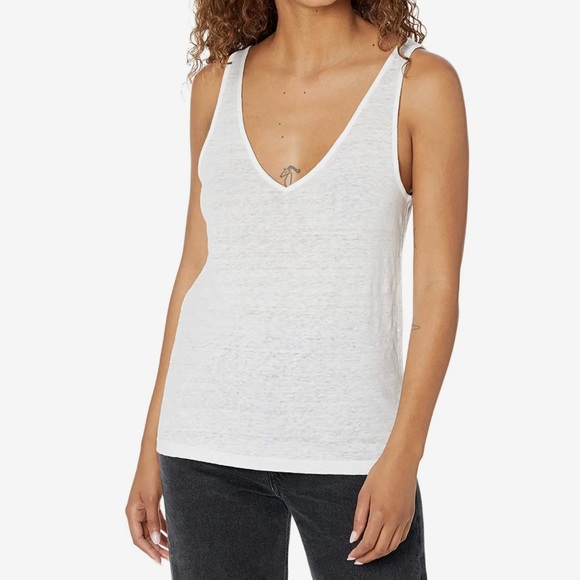 Vince Linen Double V-Neck Tank - Picture 1 of 15